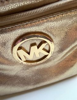 New  Michael Kors Gold Metallic Leather Bag