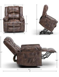Brown Faux Leather Power Lift Recliner Chair
