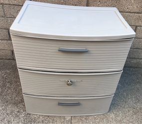 24" Tall Sterilite  Gray  Plaster 3 Drawer Shelf Organizer