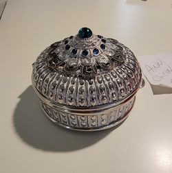 Original Ann Chicon Velvet Lined Jeweled Trinket Box