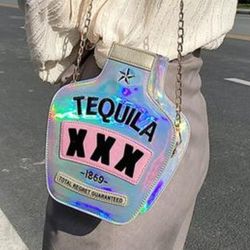 Silver Iridescent Tequila Crossbody Bag Purse