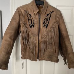 Leather Fringed Women’s Small Jacket