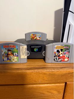 Nintendo 64 with games