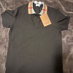 Check Collar Cotton Polo Shirt