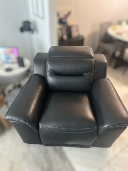 Navy Blue leather power recliner