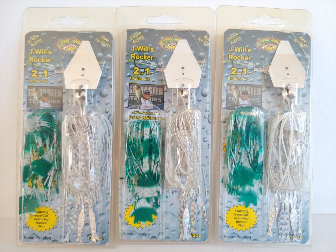 Renosky Rockerhead 2-in-1 3/8oz Jig, White - 3 Packs - NOS - Discontinued