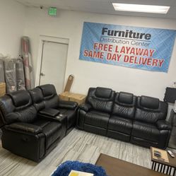 BEAUTIFUL BLACK SANTIAGO SOFA AND LOVESEAT SET!$1299!*SAME DAY DELIVERY*NO CREDIT NEEDED*EASY FINANCING*HUGE SALE*