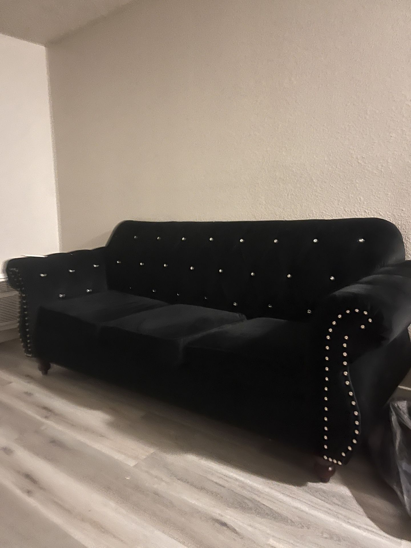 Black Velvet Crystal Couch