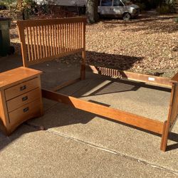Queen Sized Bed Frame And Night Table