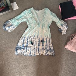 blue and white cover up