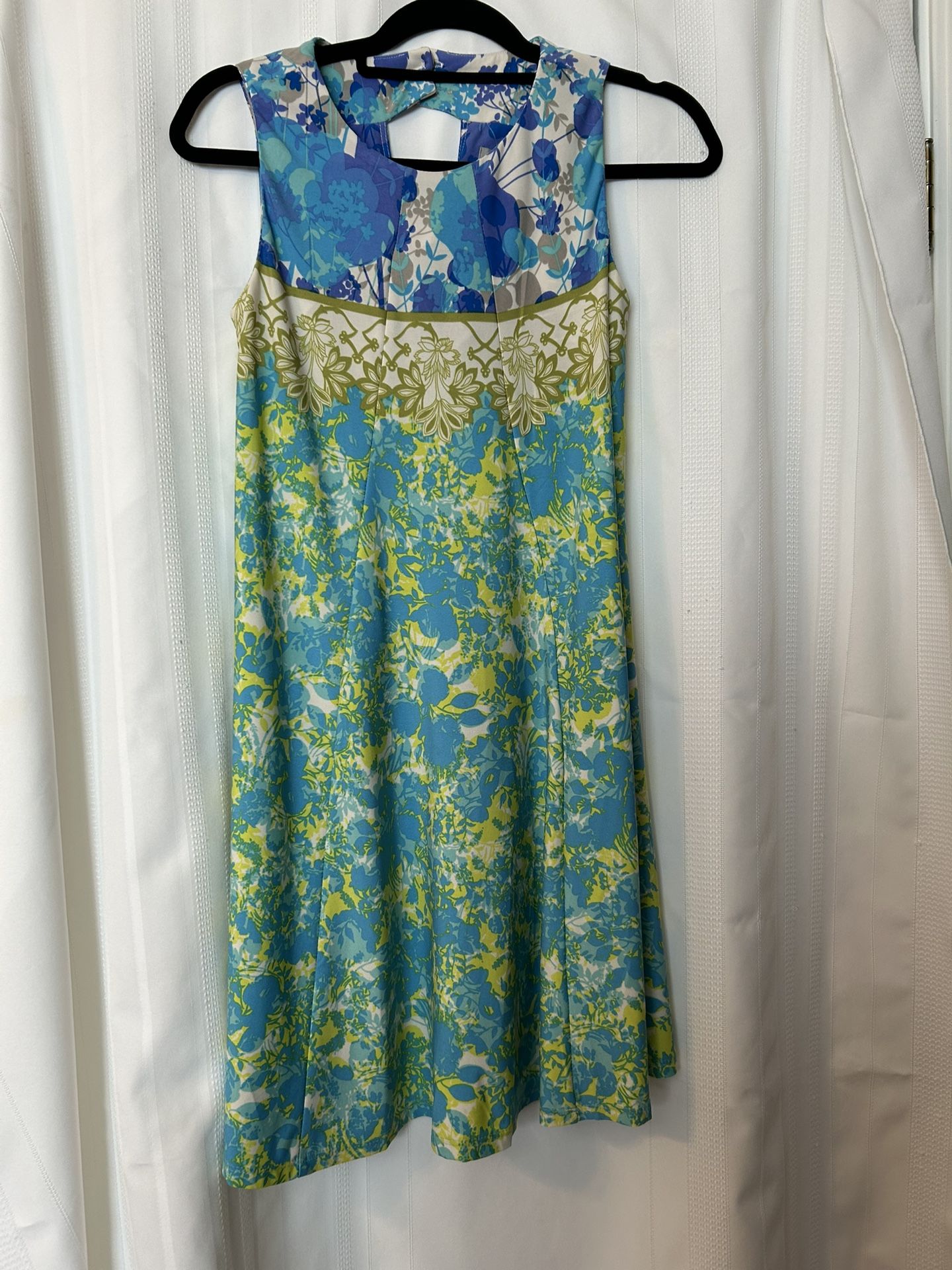 Women’s Preowned Danny And Nicole A Line Green And Yellow Dress Size 4 Petite
