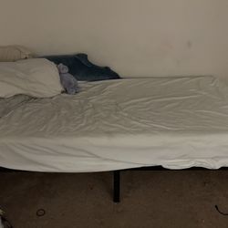 Twin Size Bed Memory Foam Mattress & Metal Platform