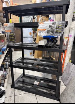 HDX - 5 Tier Plastic Adjustable Garage Storage Shelving Unit in Black (48 in. W × 75 in. H x 24 in. D)