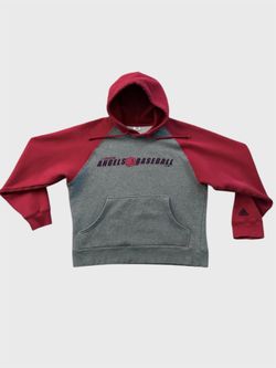 Anaheim Angels baseball vintage adidas gray and red hoodie sweatshirt Size Medium