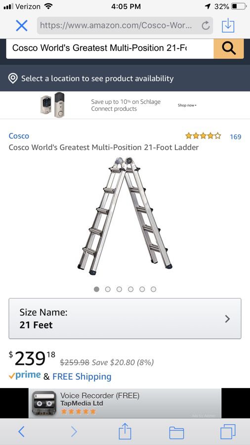 Cosco World's Greatest Multi-Position 21-Foot Ladder