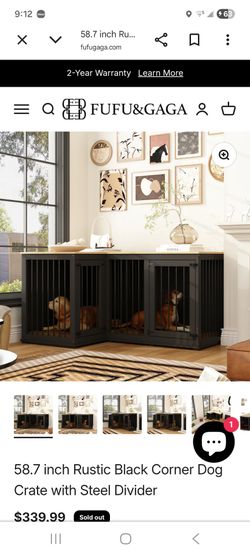 Furniture style large dog crate for 2 dogs