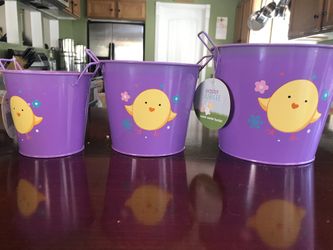 Metal Easter Bucket Set