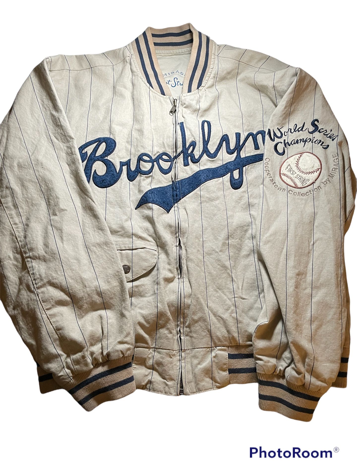 Vintage 60s Made in usa union Made Brooklyn dodgers pinstripe bomber jacket  M