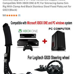2-IN-1 USB Handbrake Support G920 Compatible With XBOX ONE & PC For Simracing Game Sim Rig With Clamp And Black Stainless Steel Fixed Plate,