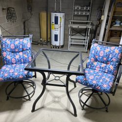 Outdoor Glass Table With Two Chairs