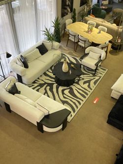 White & Black Oak Living Room Set / 3p
