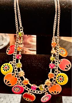Colorful Enamel Charm Statement Necklace