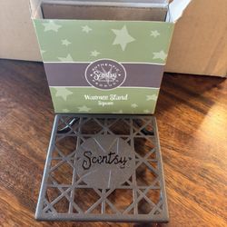 Scentsy Brown Square Metal Trivet Tray Jar Candle Warmer Stand in Box