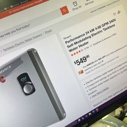 New Rheem 4.68 GPM 24kW 240v Performance Electric Tankless Water Heater RETEX-24