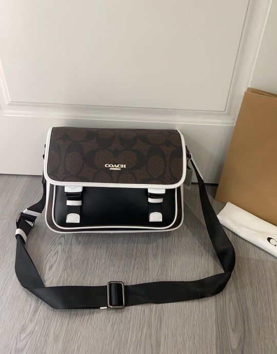 COACH Men's Classic Logo Monogram RACER Crossbody Flap Shoulder Bag Casual Messenger Bag