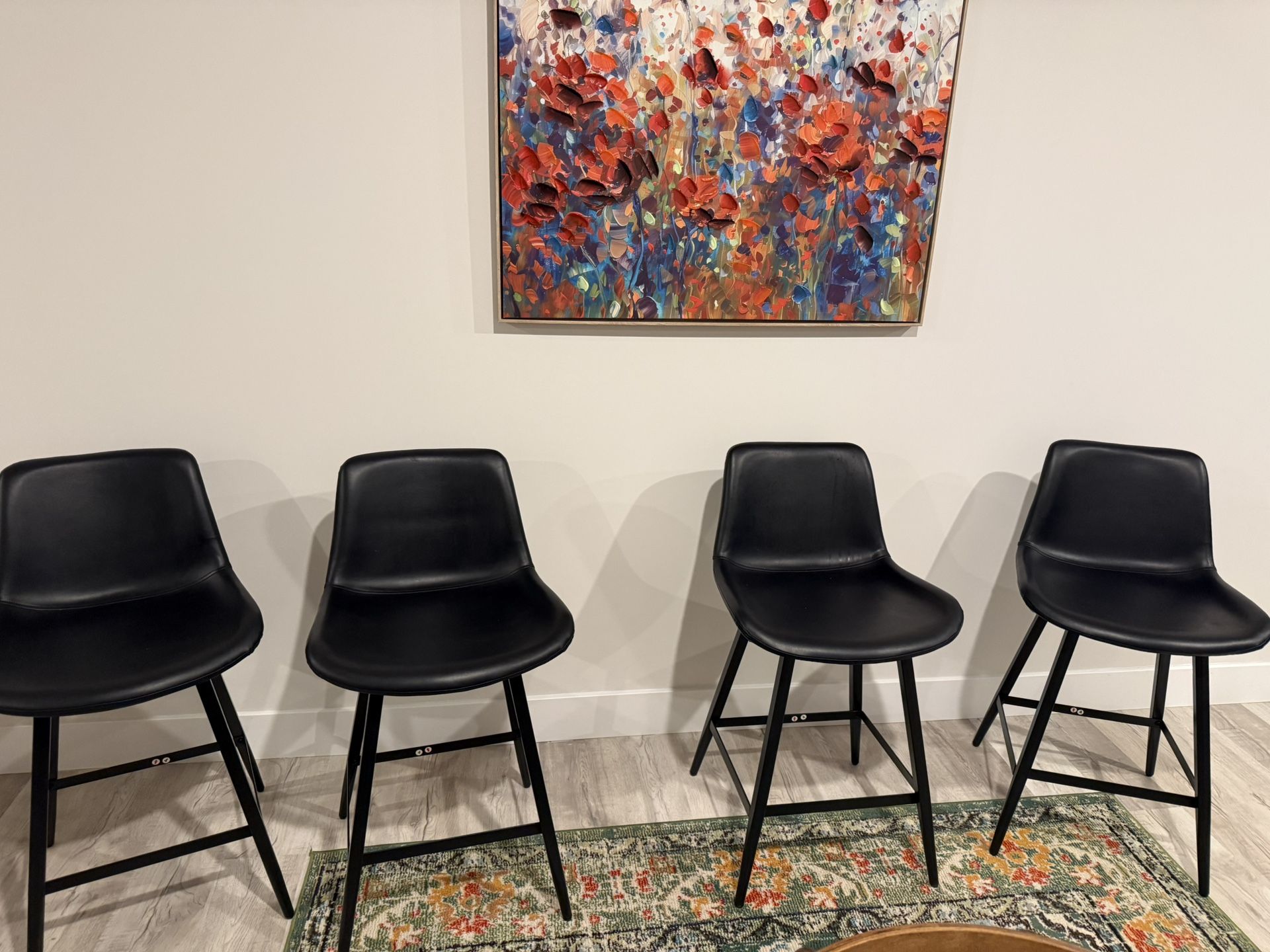 ✨ Set of 4 Modern Black Counter-Height Bar Stools ✨