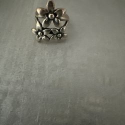 James Avery Retired Silver Triple Daisy Flower Bouquet Ring Size 5