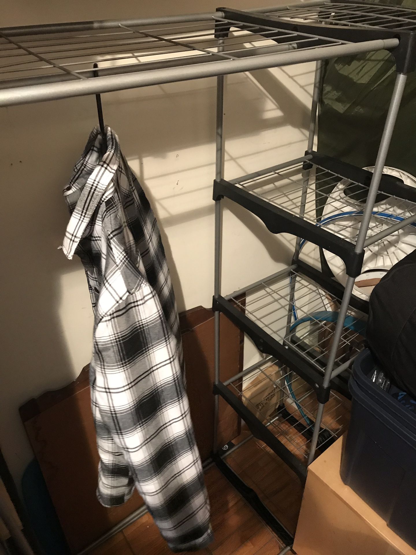 The container store double hang garment rack clothing closet organizer shelf