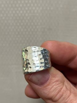 Sterling Silver Wide Band Ring with PD Engraving