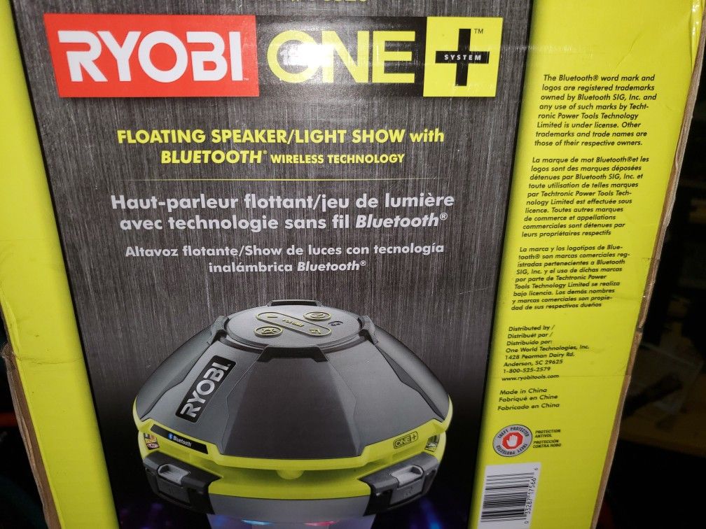 Ryobi 18v one plus floating pool light show bluetooth speaker