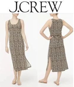J. Crew Cheetah Print Cotton Tank Maxi Dress Size M