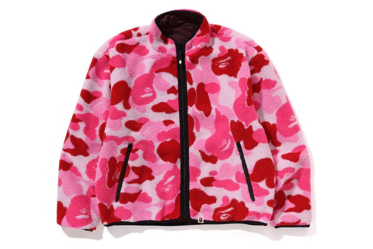 A BATHING APE Men's ABC CAMO BOA RIPSTOP REVERSIBLE JACKET PINK CAMO