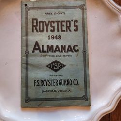 Royster's Almanac 1948, F.S. Royster Guano County Norfolk Virgina, Antique