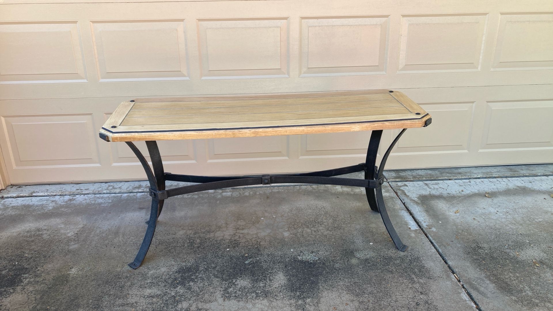 Solid Wood And Rod Iron Entryway Table