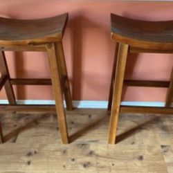 2 Wood Bar Stools 20”x 12”x 29.5”tall 