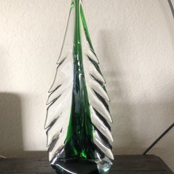 Mularano Style Hand Blown Glass Christmas Tree Sculpture 