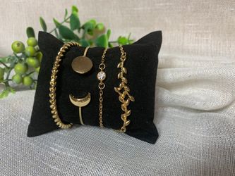 4 PC Women Charm Crystal Gold Plated Cuff Bracelet