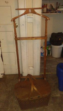 Antique coat hanger with basket hurry now for the low