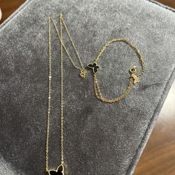 18k Saudi Gold Necklace & Bracelet 