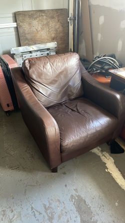 Brown leather sofa chair