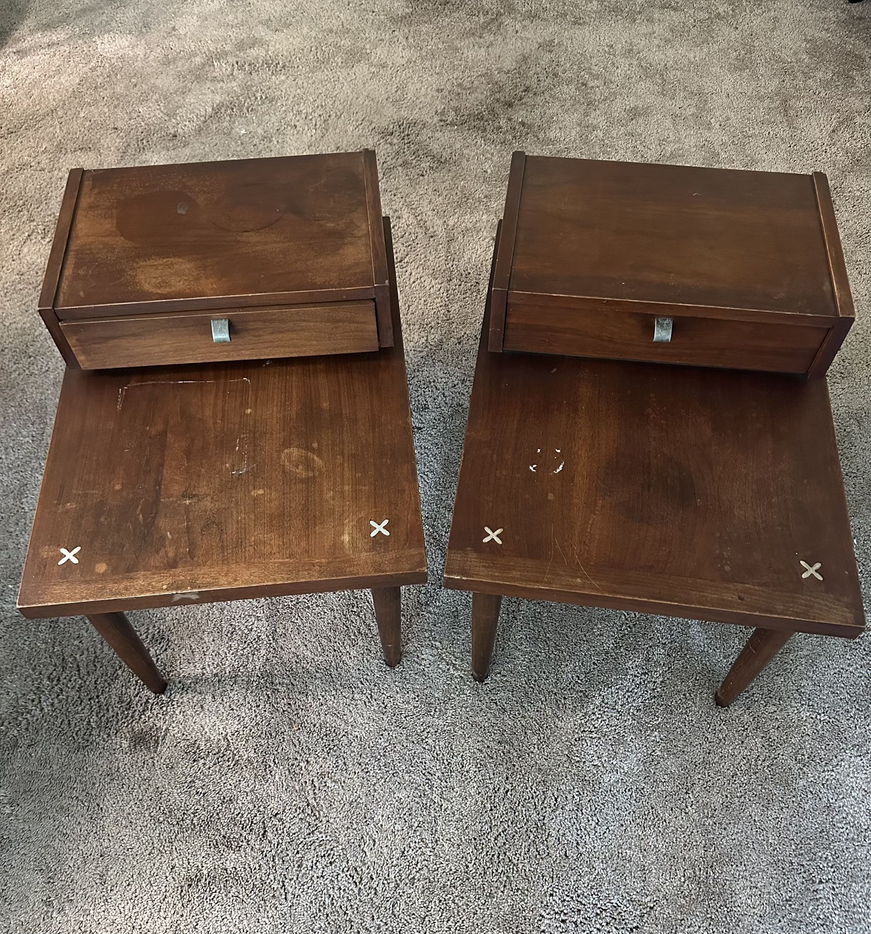 American of Martinsville Two-Tier Bedside Table Pair