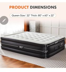 22" Queen Air Mattress with Built-in Pump