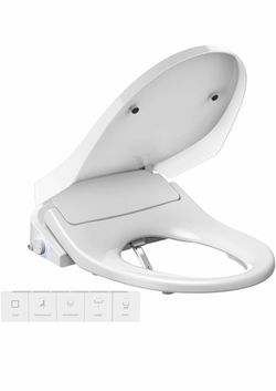 Electric Bidet Toilet Seat Elongated, Heated Toilet Seat Instant Warm Water & Air Dryer, 6 Wash Modes, Self-Cleaning Nozzle, Soft-Close Lid, Night Lig