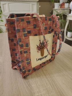Longaberger Vintage Red White Blue Tote Bag