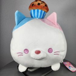 17" Pink Mogu Cat Plush With Muffin Hat Plush
