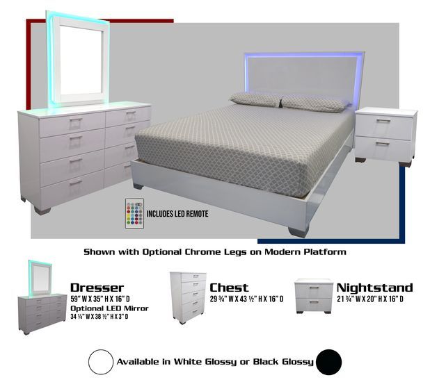 Glossy White 4pc BEDROOM SET/ Juego de Cuarto Blanco Brillante🔥🔥NEW!!!